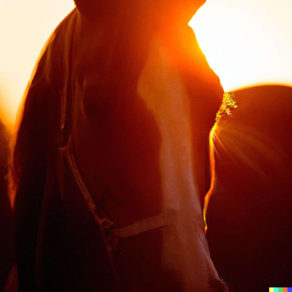 a horse, photograph, backlit lighting